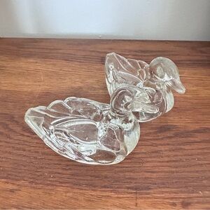 Set of vintage Glass duck ashtrays